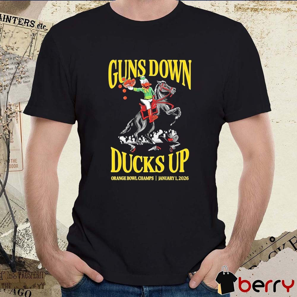 Guns Down Ducks Up Orange Bowl Champs 2026 Oregon Ducks Win Texas Tech Red Raiders t-shirt