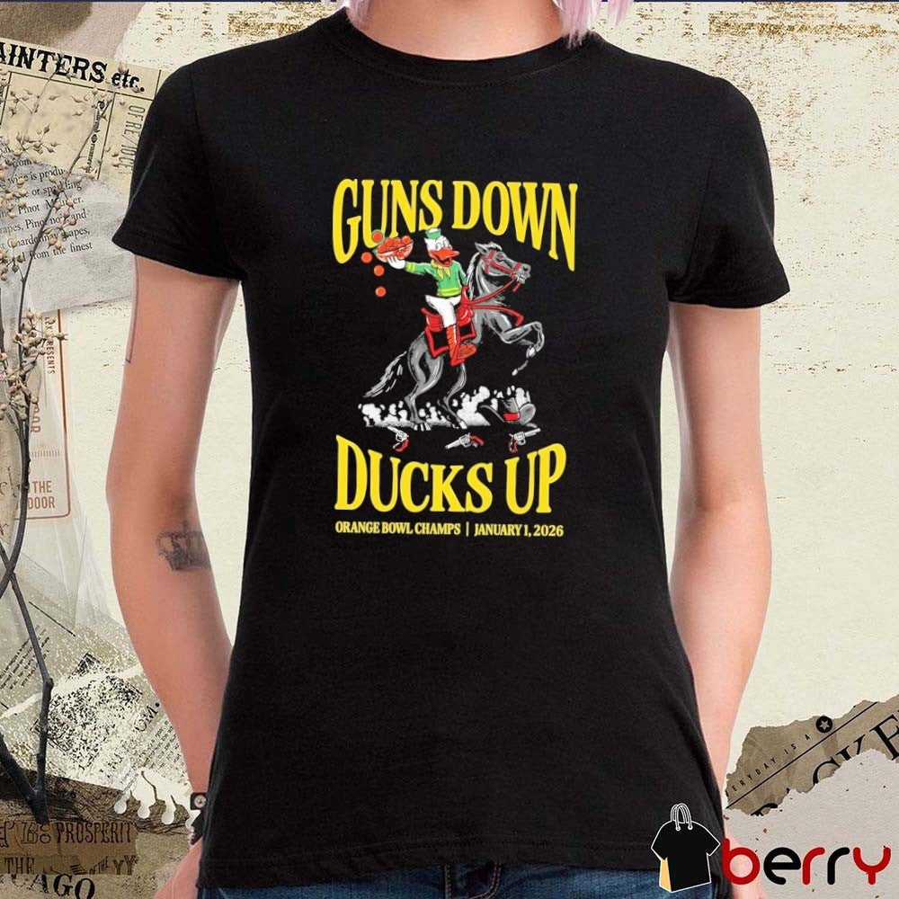 Guns Down Ducks Up Orange Bowl Champs 2026 Oregon Ducks Win Texas Tech Red Raiders t-shirt