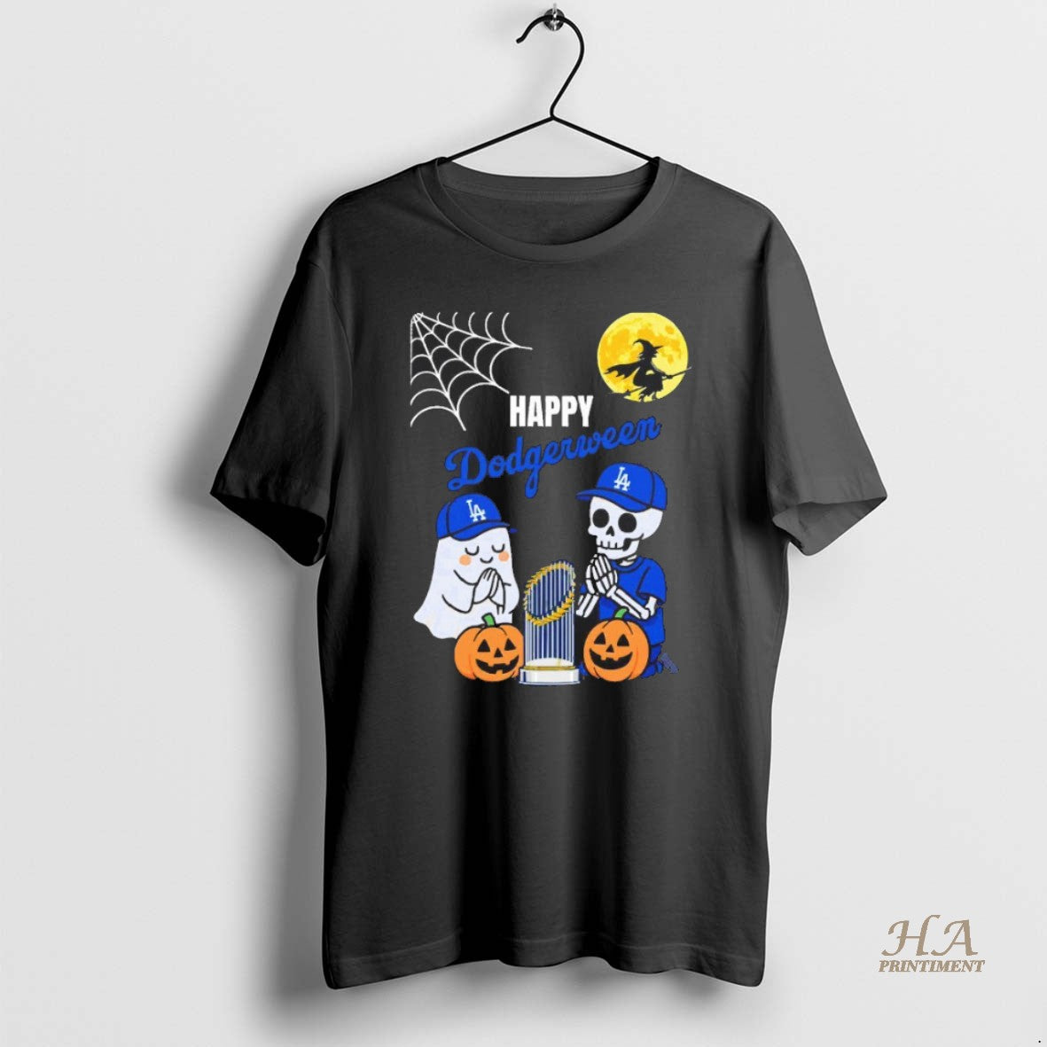 Official Happy Dodgerween Boo And Skeleton Praying For La Dodgers 2025 World Series Blackshirt T-Shirts, Hoodie, Sweatshirt