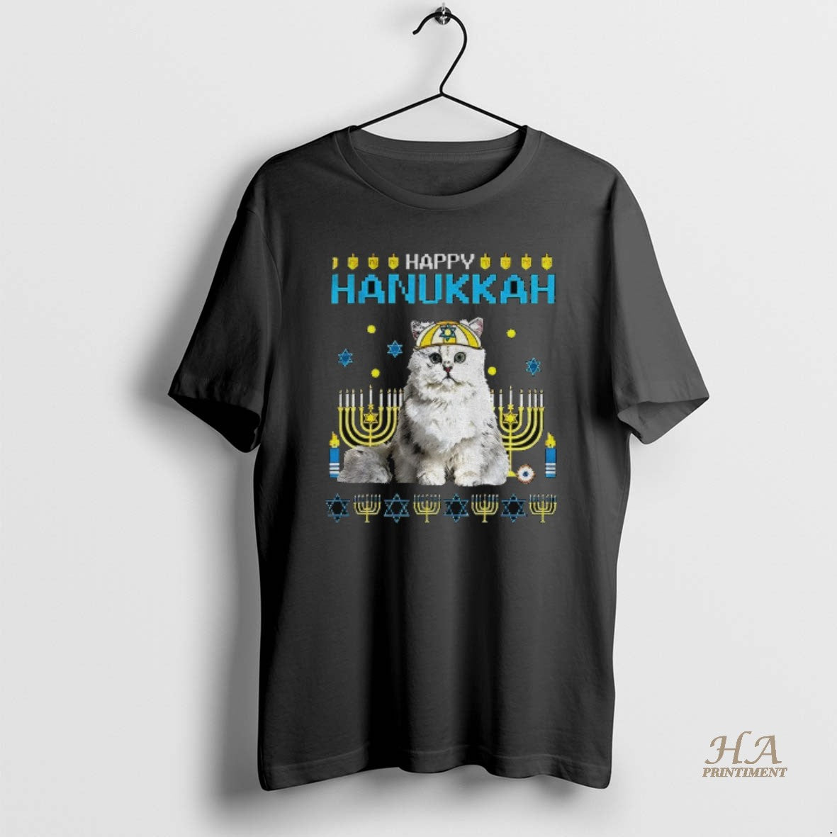 Official Happy Hanukkah Cat Menorah Jewish Holiday T-Shirts, Hoodie, Sweatshirt | InkNestWear.com