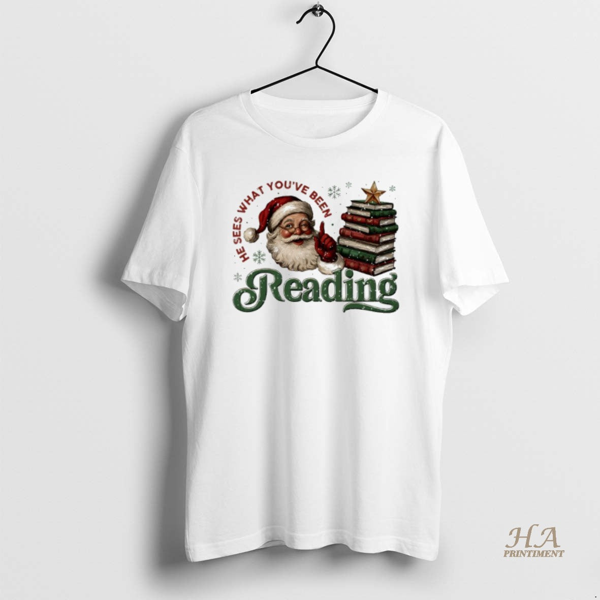 Official He Sees What Youve Been Reading Santa Reading Christmas T-Shirts, Hoodie, Sweatshirt | InkNestWear.com