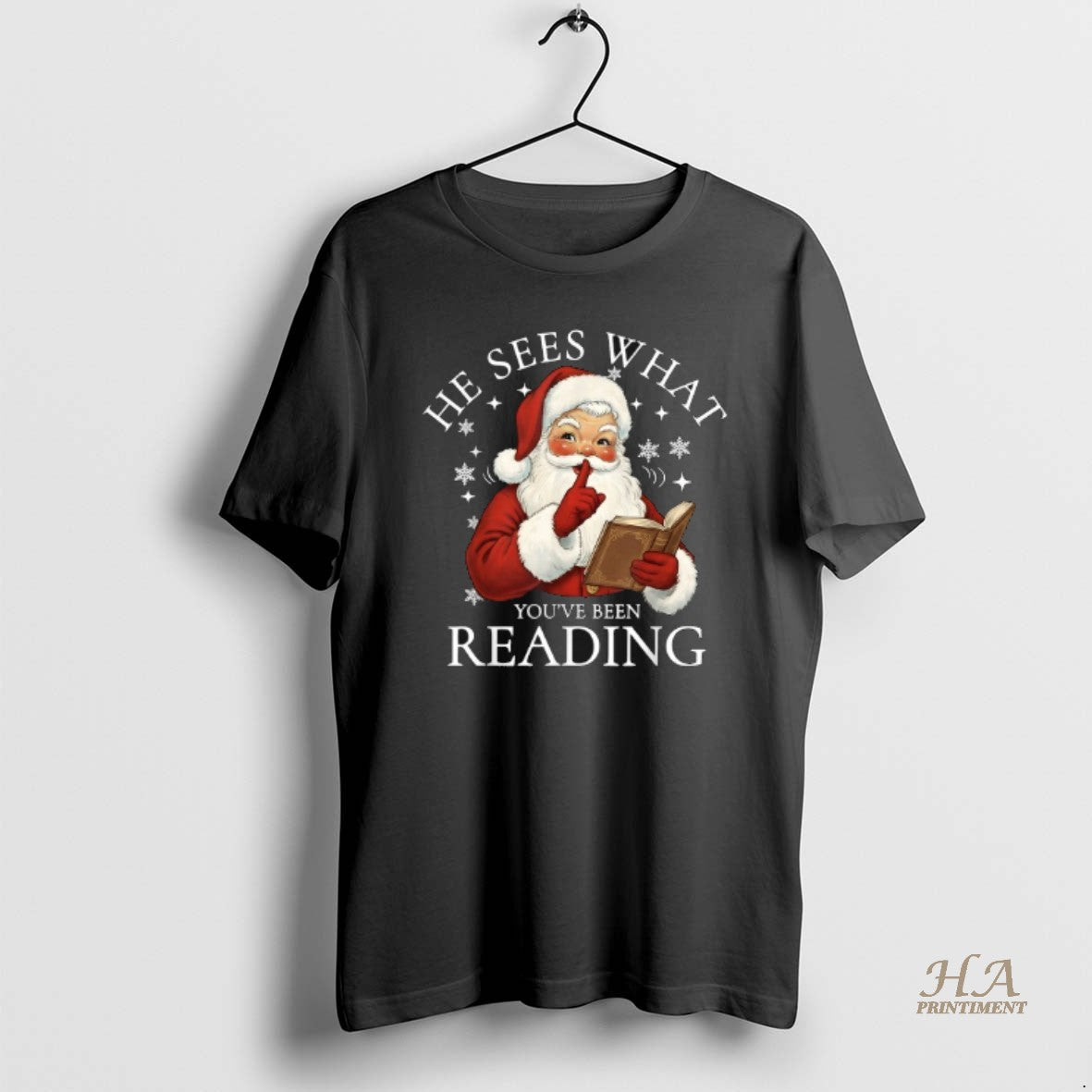 Official He Sees What Youve Been Reading Santa Claus Bookish Christmas T-Shirts, Hoodie, Sweatshirt | InkNestWear.com