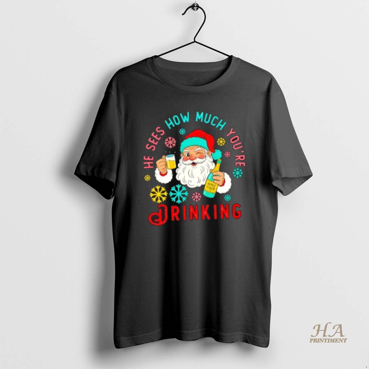 Official He Sees How Much Youre Drinking Santa Christmas T-Shirts, Hoodie, Sweatshirt | InkNestWear.com
