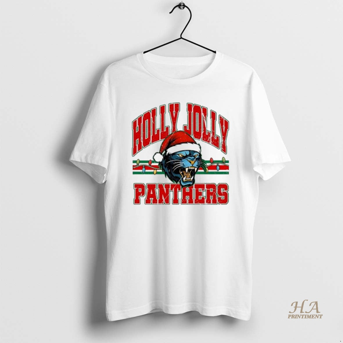 Official Holly Jolly Panthers Santa Hat Holiday Mascot T-Shirts, Hoodie, Sweatshirt | InkNestWear.com