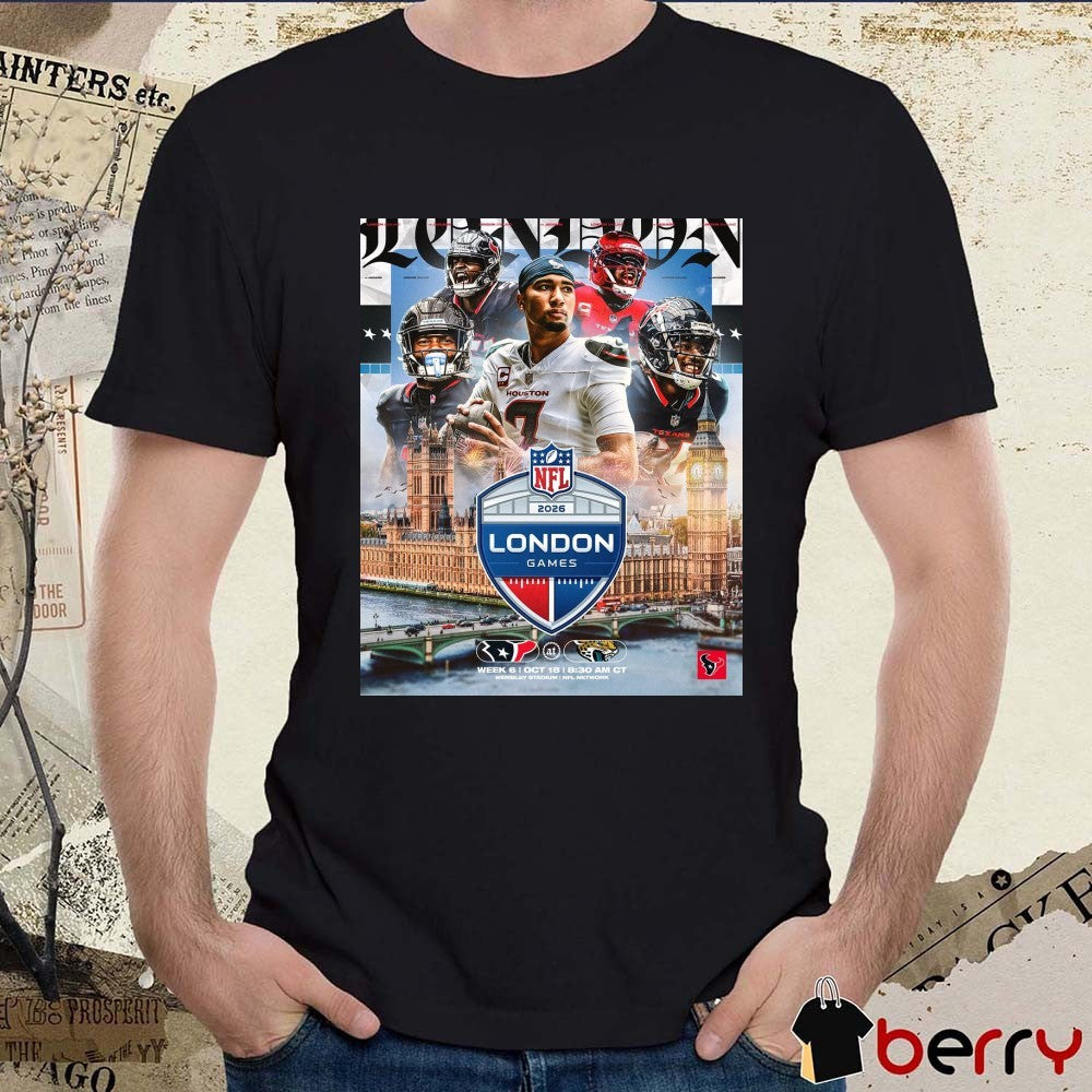 Houston Texans Vs Jacksonville Jaguars 2026 NFL London Game October 18 Wembley Stadium Poster t-shirt