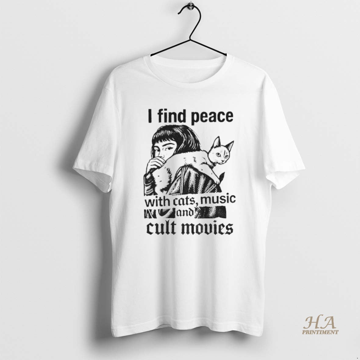 Official I Find Peace With Cats Music And Cult Movies Vintage T-Shirts, Hoodie, Sweatshirt | InkNestWear.com