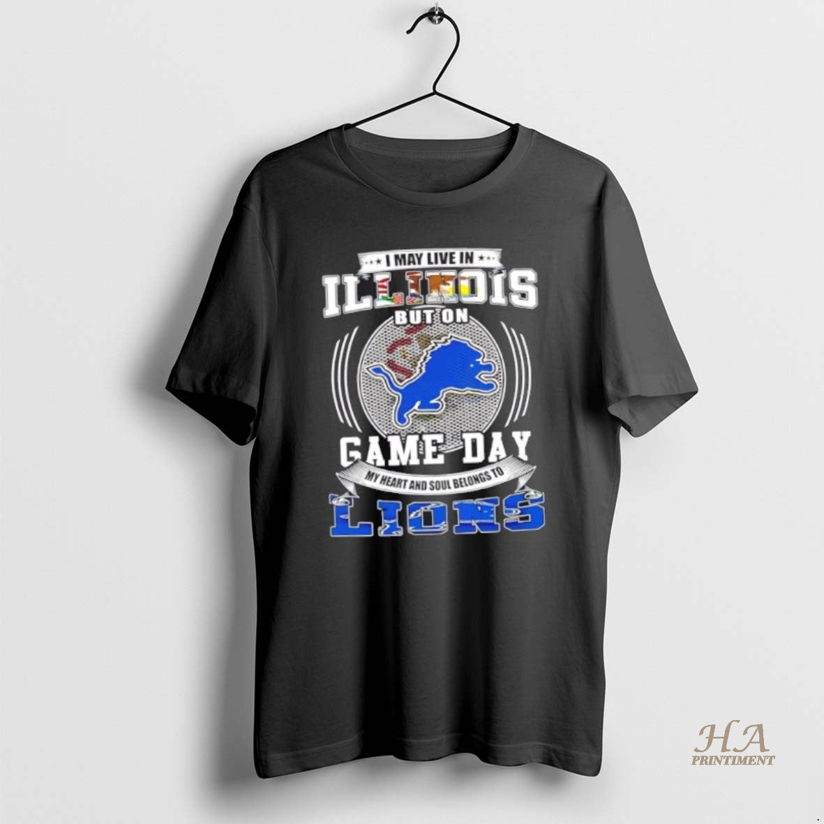 Official I May Live In Illinois But On Game Day Detroit Lions Football T-Shirts, Hoodie, Sweatshirt | InkNestWear.com
