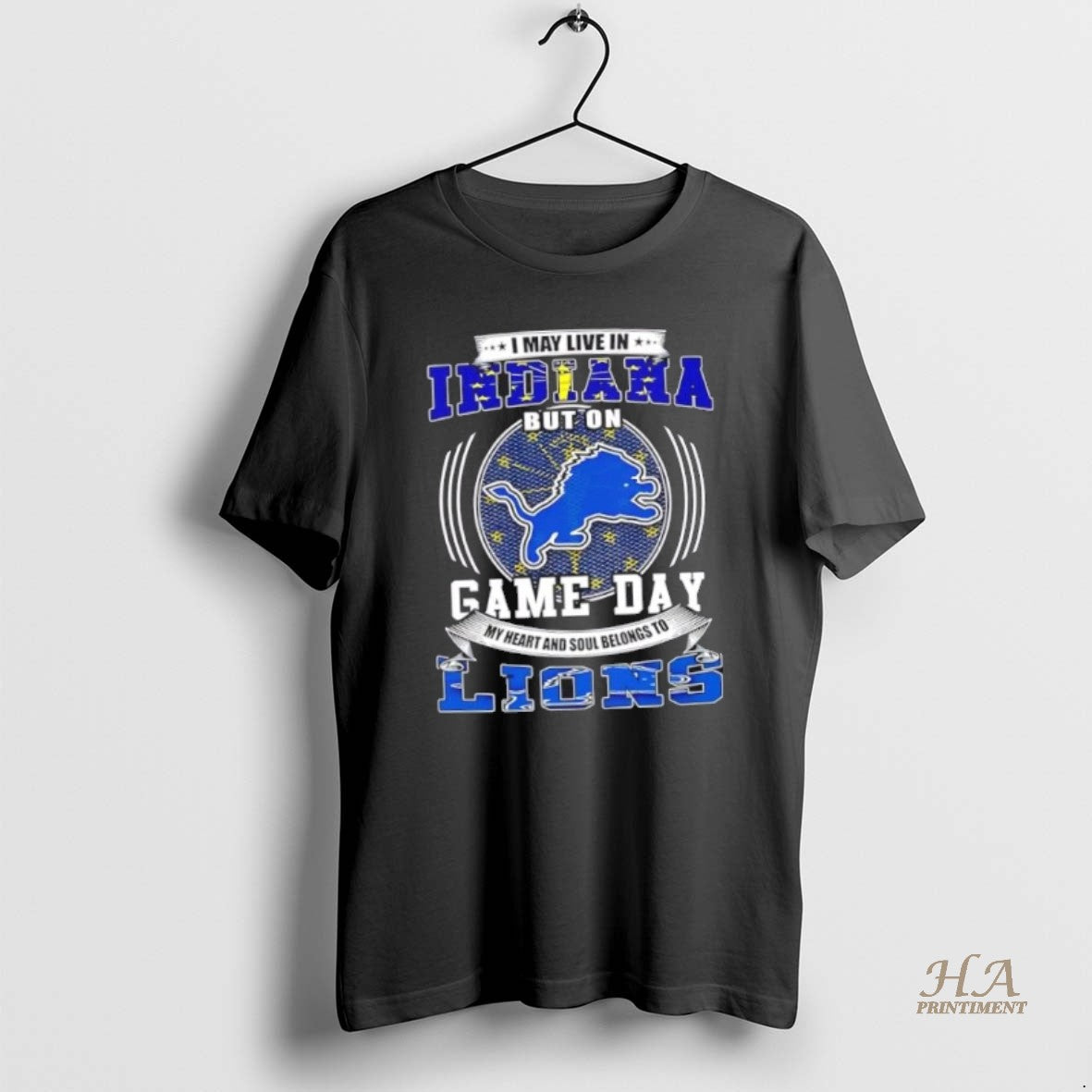 Official I May Live In Indiana But On Game Day Detroit Lions Football T-Shirts, Hoodie, Sweatshirt | InkNestWear.com