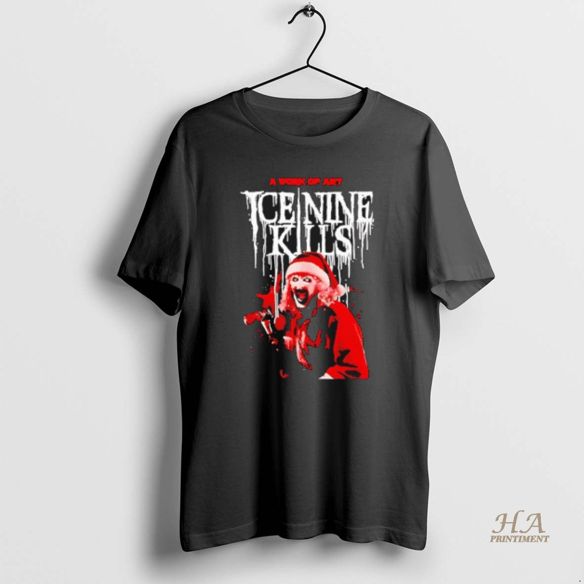 Official Ice Nine Kills X Terrifier A Work Of Art Christmas Horror T-Shirts, Hoodie, Sweatshirt | InkNestWear.com