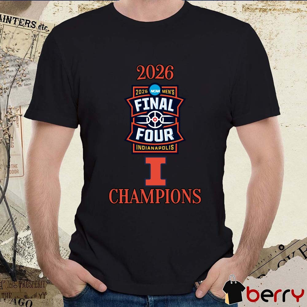 Illinois Fighting Illini 2026 NCAA Men’s March Madness Final Four Indianapolis Champions Logos t-shirt