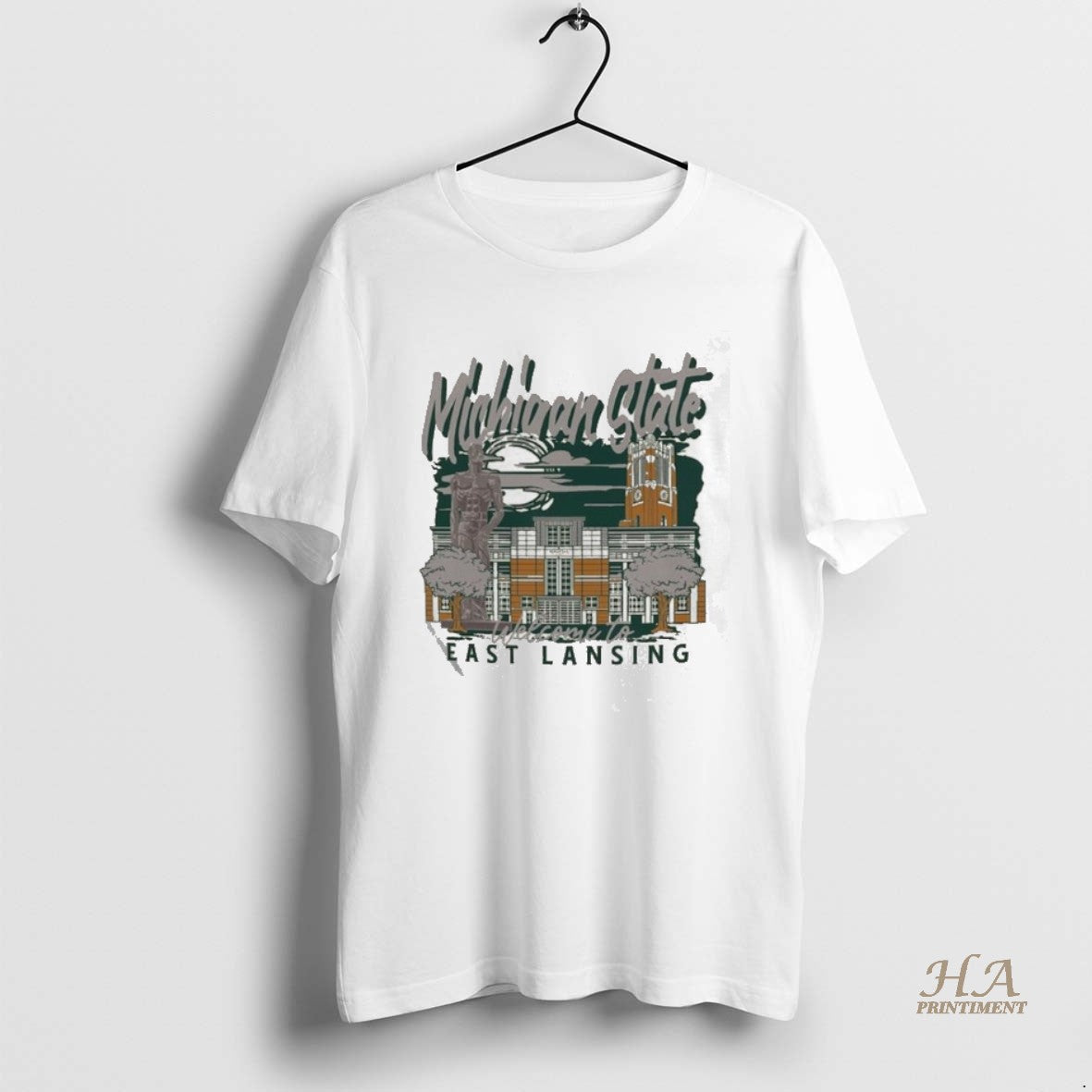 Official Image One Natural Michigan State Spartans Comfort Colors Hand Drawn Campus Stack T-Shirts, Hoodie, Sweatshirt