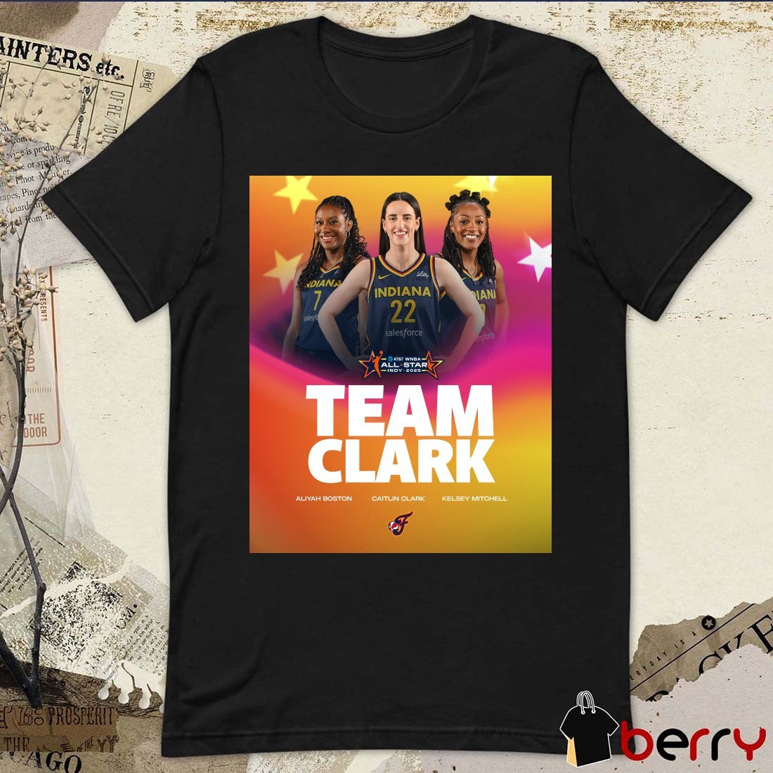 Indiana Fever Team Clark Aliyah Boston Caitlin Clark Kelsey Mitchell All-Star Indy 2025 Poster t-shirt