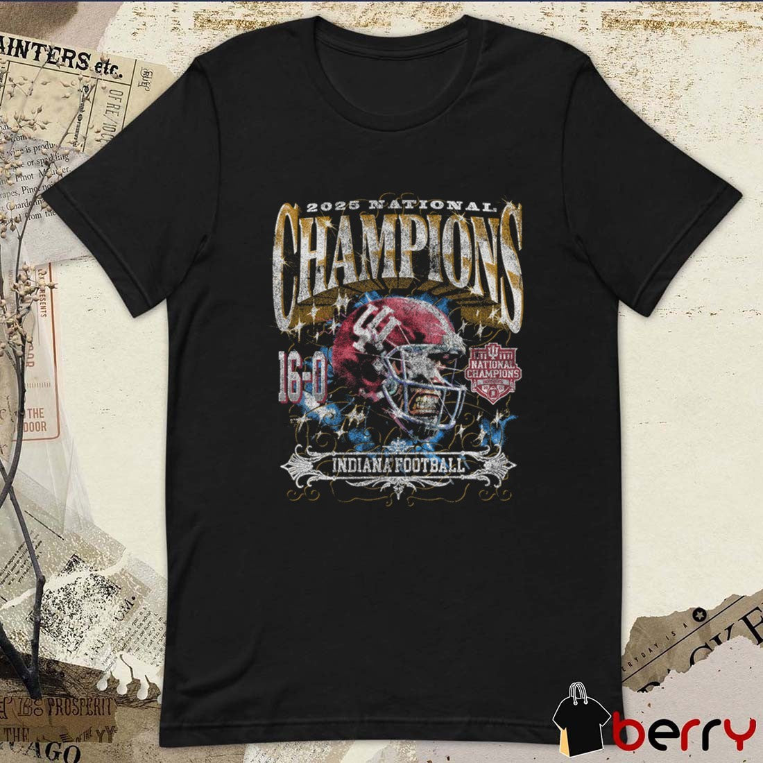 Indiana Hoosiers Football 2025 CFP National Champions Grunge 16-0 Vintage NIL t-shirt
