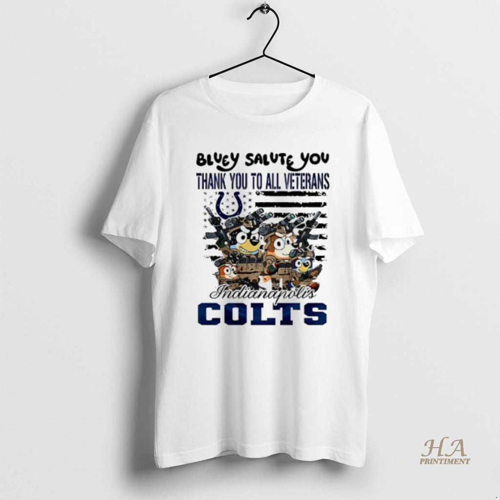 Official Indianapolis Colts Bluey Salute You Thank You To All Veterans T-Shirts, Hoodie, Sweatshirt | InkNestWear.com
