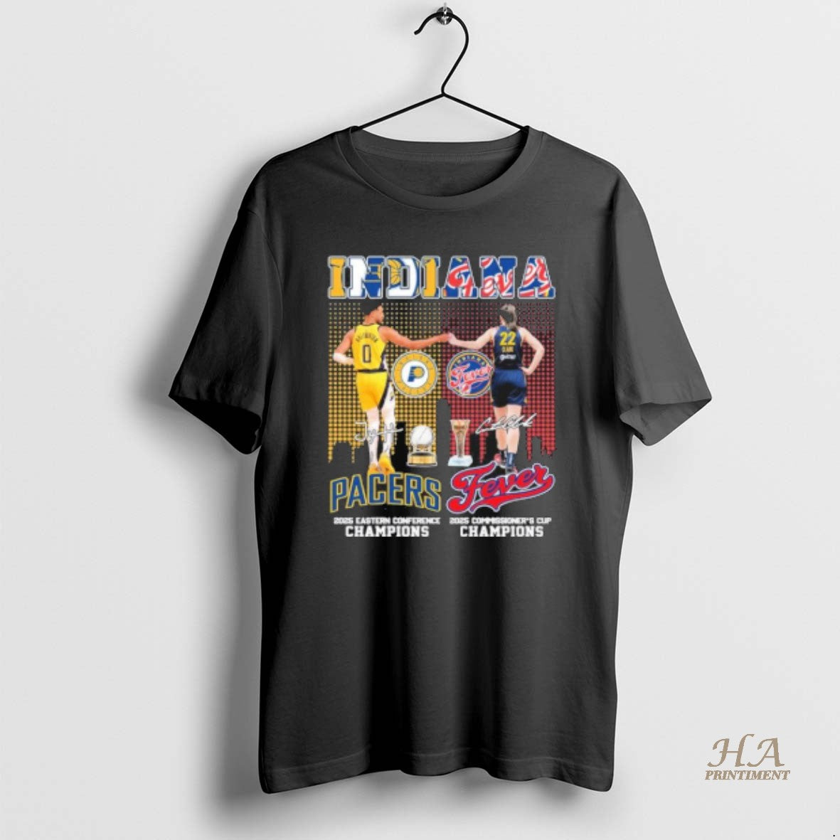 Official Indianapolis Pacers 2025 Conference Champions And Indiana Fever 2025 Commissioners Cup Champions T-Shirts,...
