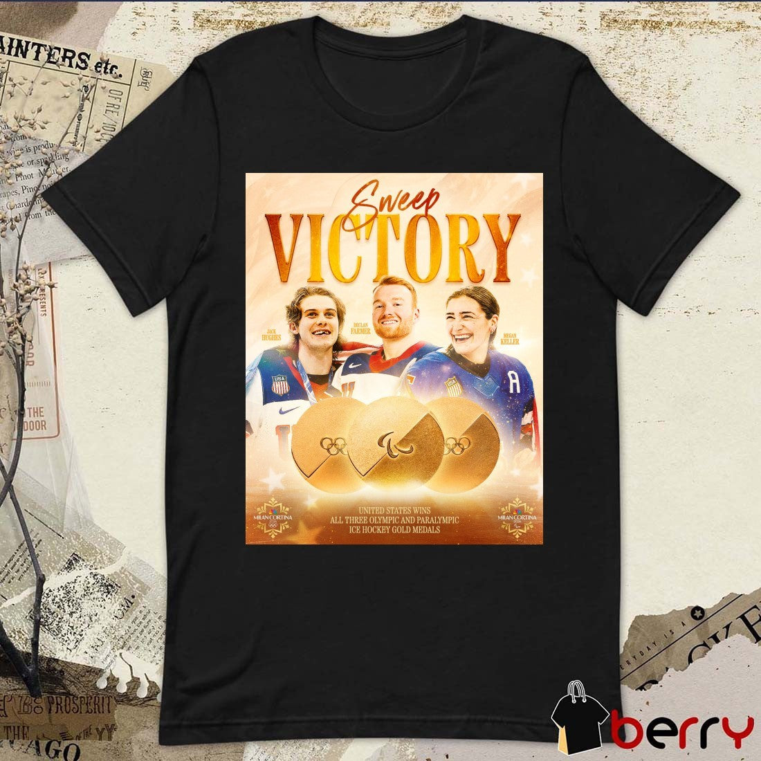 Jack Hughes Declan Farmer Megan Keller United States Wins All Three Olympic And Paralympic Ice Hockey Gold Medals t-shirt