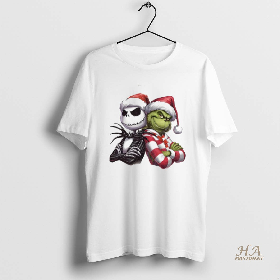 Official Jack Skellington And Grinch Santa Hat Christmas T-Shirts, Hoodie, Sweatshirt | InkNestWear.com