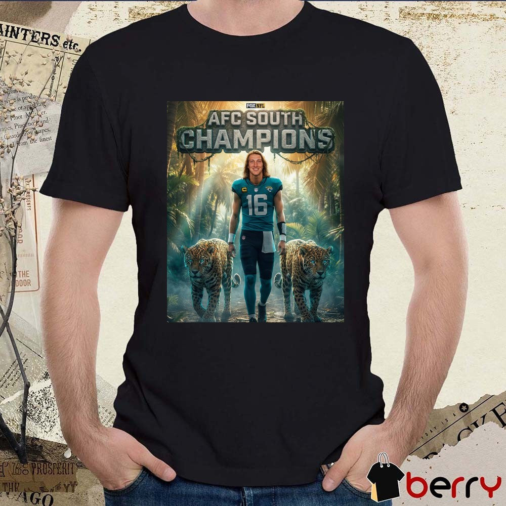 Jacksonville Jaguars Trevor Lawrence AFC South Champions NFL 2025 Season Poster t-shirt