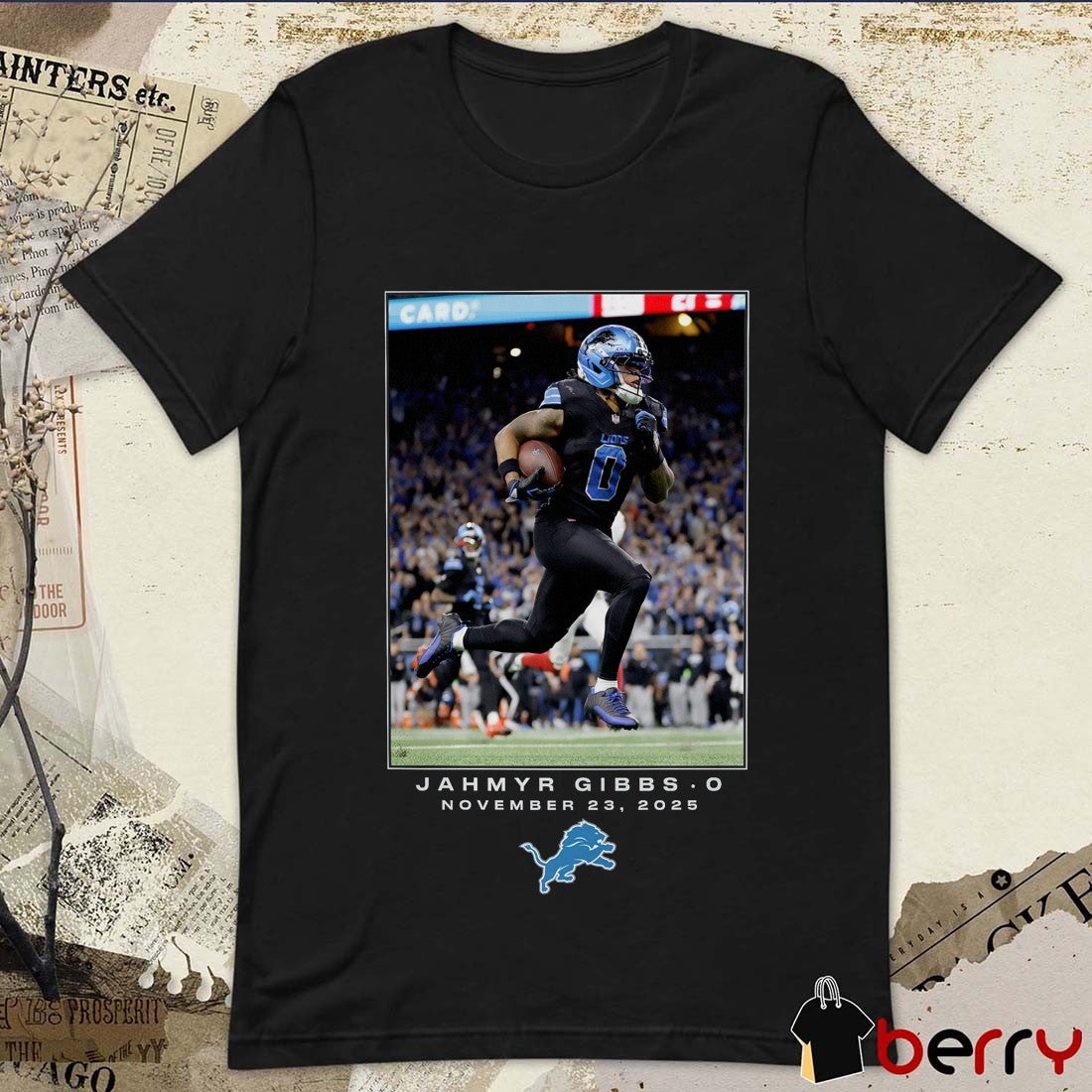 Jahmyr Gibbs Detroit Lions NFL Flash Features Week 12 November 23 2025 t-shirt