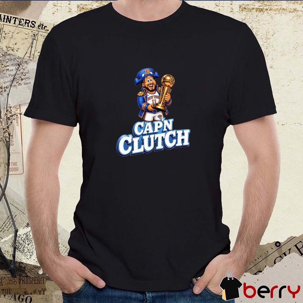 Jalen Brunson Trophy Cap’n Clutch New York Knicks NBA Champions 2026 Cartoon t-shirt