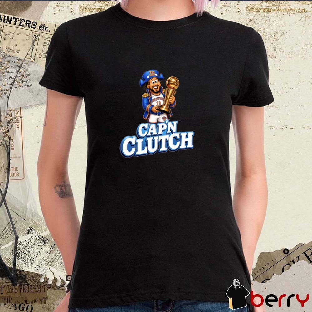 Jalen Brunson Trophy Cap’n Clutch New York Knicks NBA Champions 2026 Cartoon t-shirt