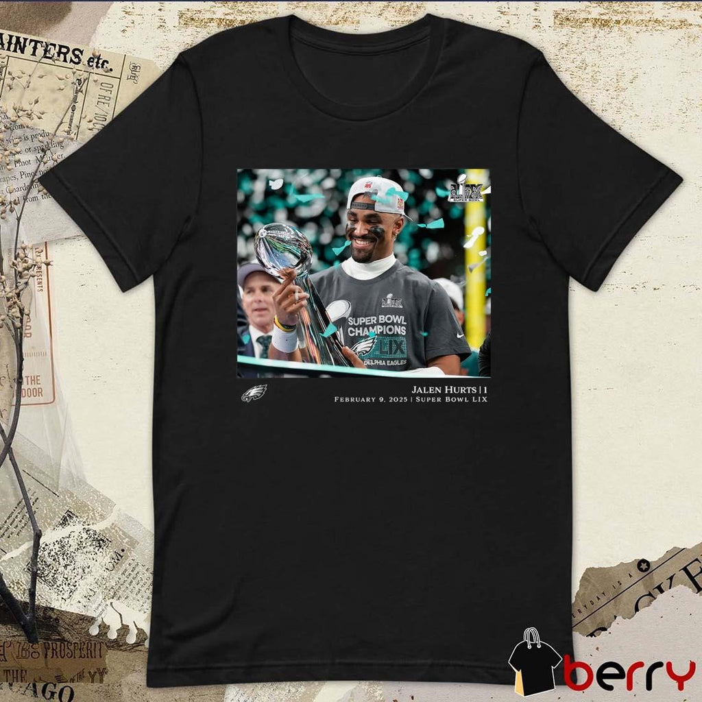 Jalen Hurts Philadelphia Eagles NFL Flash Features Super Bowl LIX Champions 2 9 2025 t-shirt