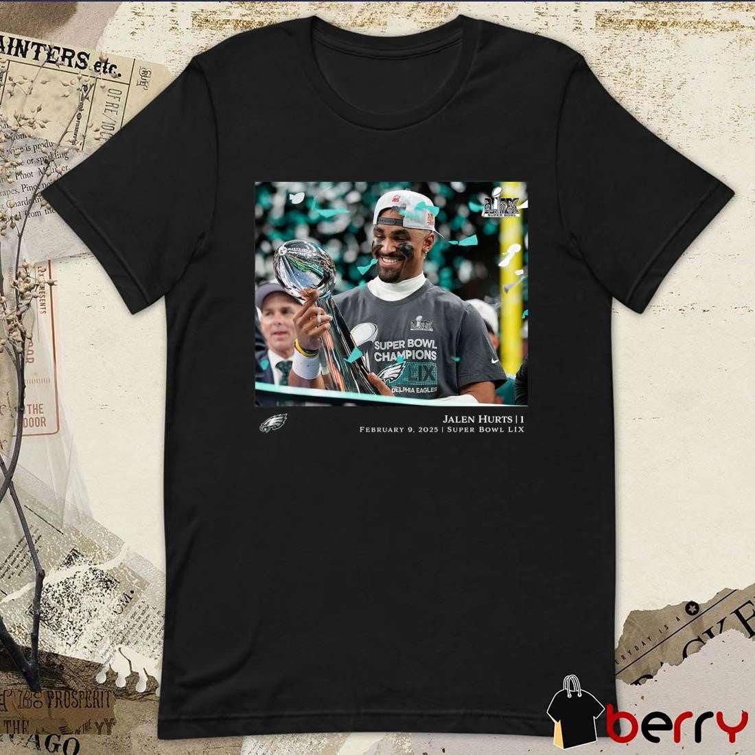Jalen Hurts Philadelphia Eagles NFL Flash Features Super Bowl LIX Champions 2 9 2025 t-shirt