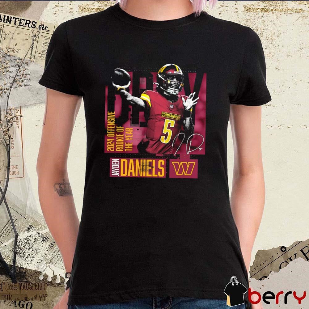 Jayden Daniels Washington Commanders 2024 NFL Offensive Rookie of the Year Signature Graphic t-shirt