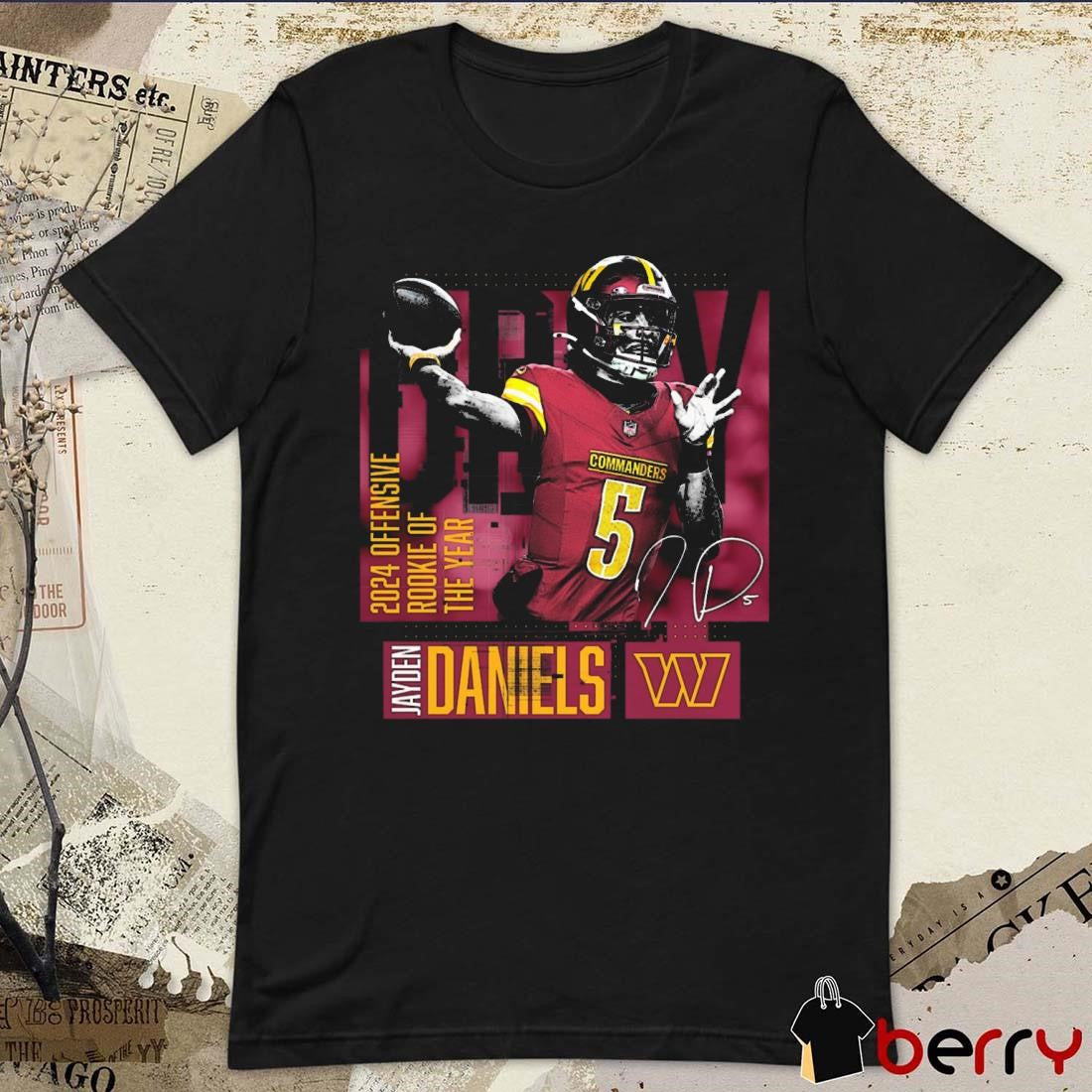Jayden Daniels Washington Commanders 2024 NFL Offensive Rookie of the Year Signature Graphic t-shirt