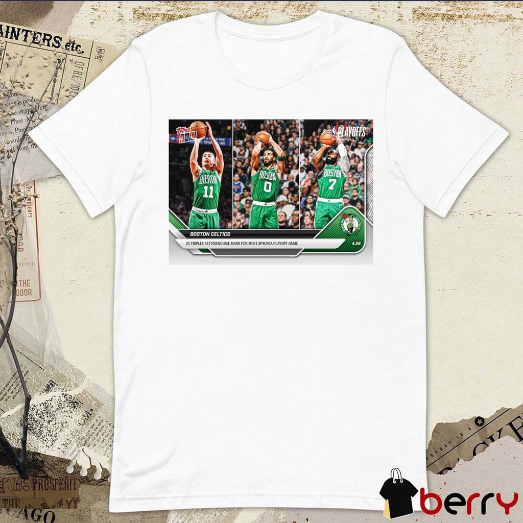Jayson Tatum Jaylen Brown Kristaps Boston Celtics 2025-26 NBA Topps NOW Poster t-shirt