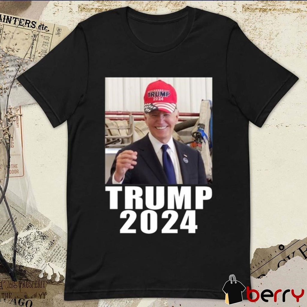 Joe Biden Wearing Trump 2024 Hat t-shirt