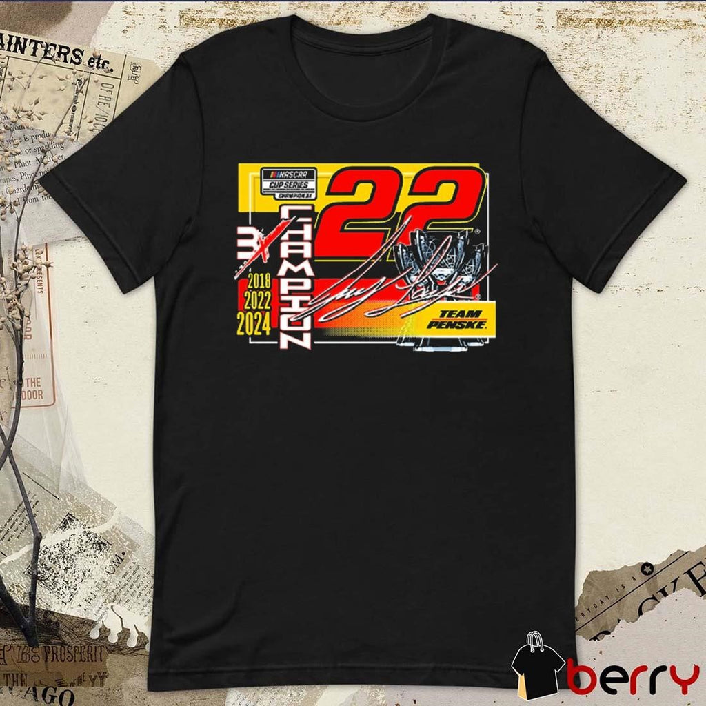 Joey Logano Team Penske 2024 NASCAR Cup Series Champion 3X Lifestyle Signature 2018-2024 t-shirt