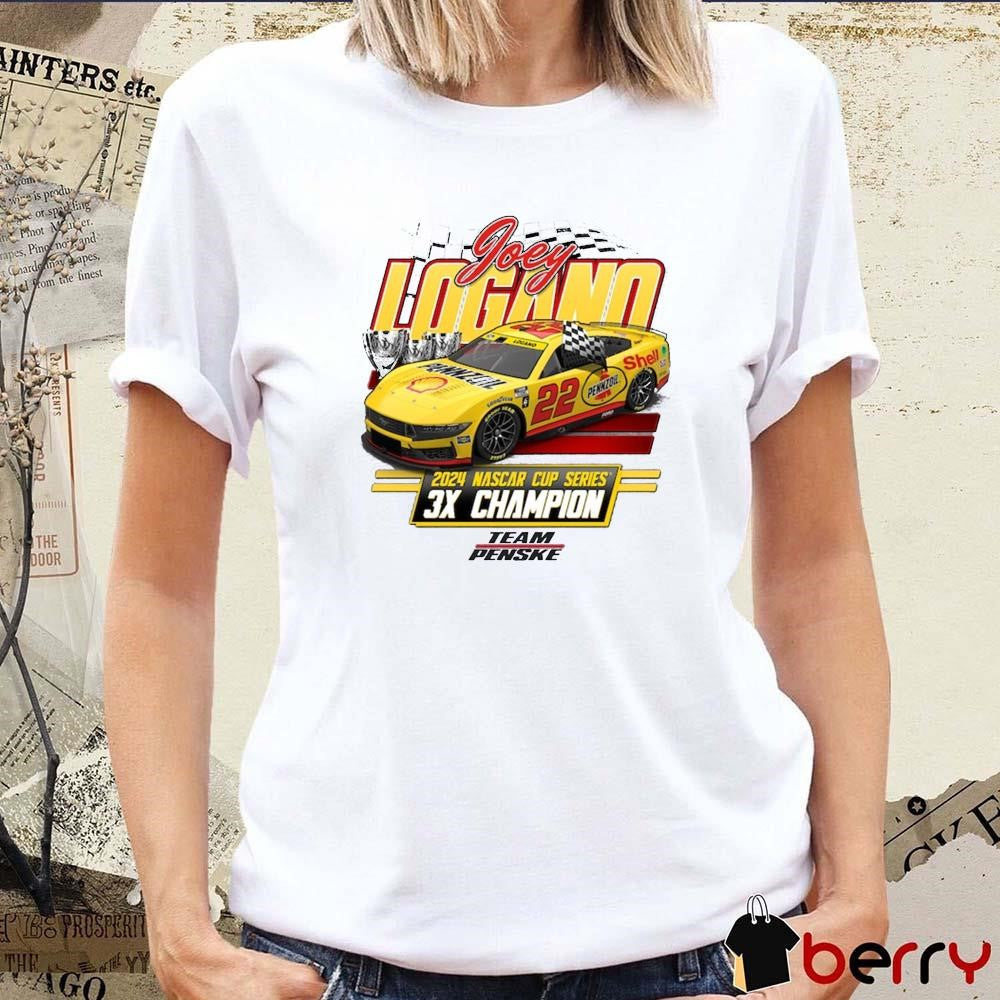 Joey Logano Team Penske Three-Time NASCAR Cup Series Champion 3X Champion Vintage Car t-shirt