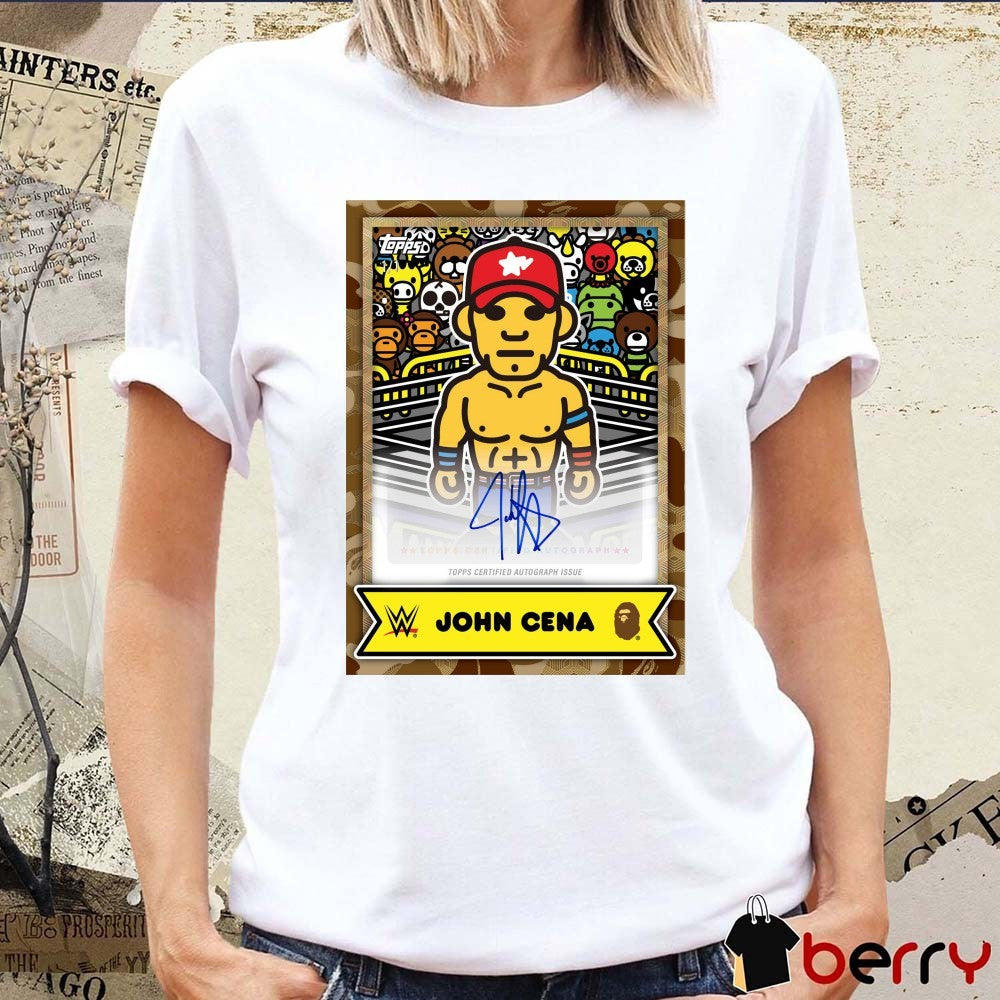 John Cena WWE x BAPE x Topps Certified Autograph Issue Signature t-shirt