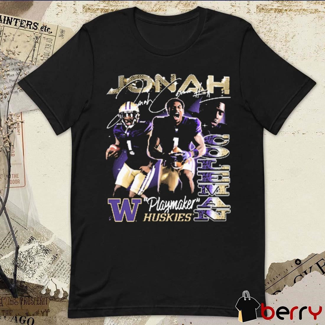 Jonah Coleman Washington Huskies Playmaker 90s Retro Signature Graphic t-shirt