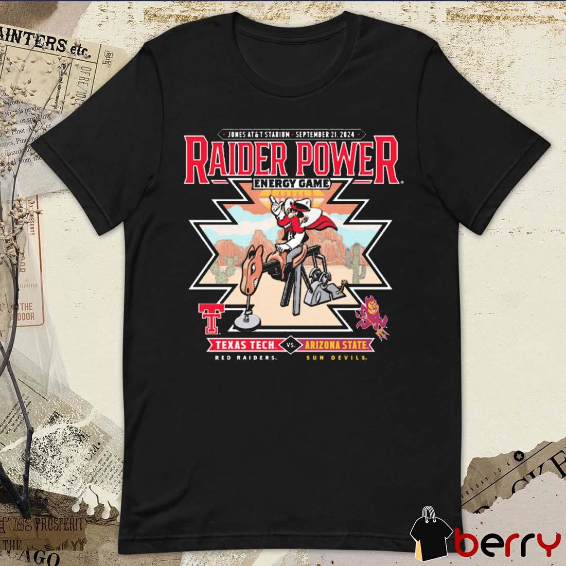 Jones AT&T Stadium Wreck’Em Texas Tech vs. Arizona State 2024 Raider Power Gameday t-shirt