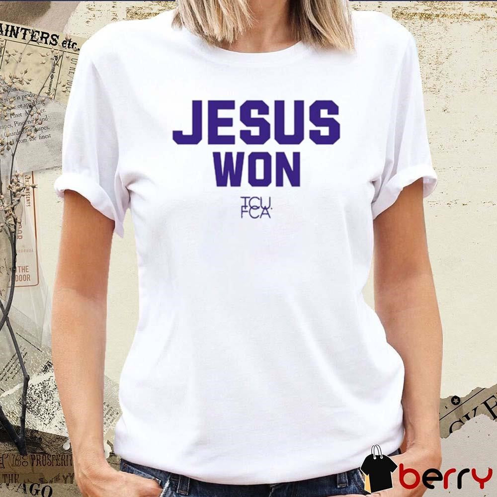Josh Hoove Wearing Jesus Won Tcu Fca t-shirt