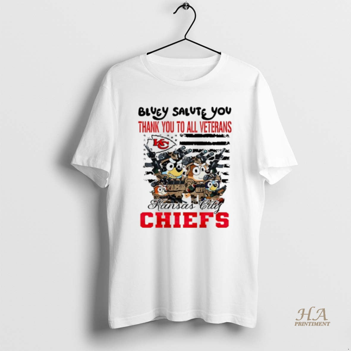 Official Kansas City Chiefs Bluey Salute You Thank You To All Veterans T-Shirts, Hoodie, Sweatshirt | InkNestWear.com
