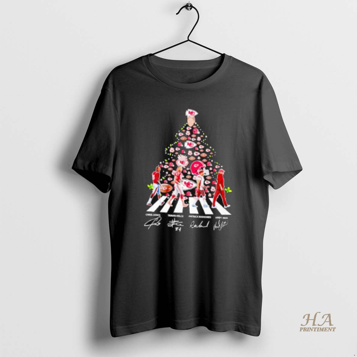 Official Kansas City Chiefs Abbey Road Christmas Tree Signatures T-Shirts, Hoodie, Sweatshirt | InkNestWear.com
