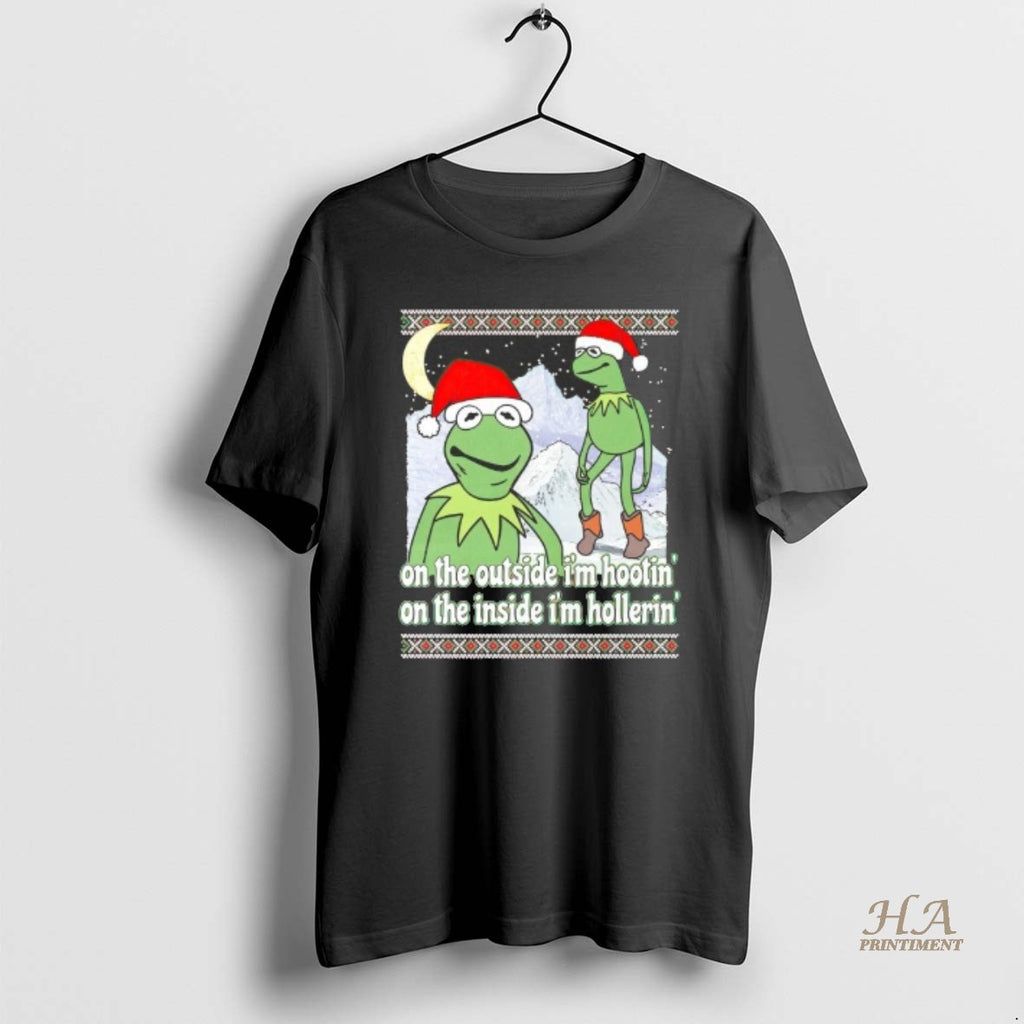 Official Kermit On The Outside Im Hootin Inside Hollerin Christmas T-Shirts, Hoodie, Sweatshirt | InkNestWear.com