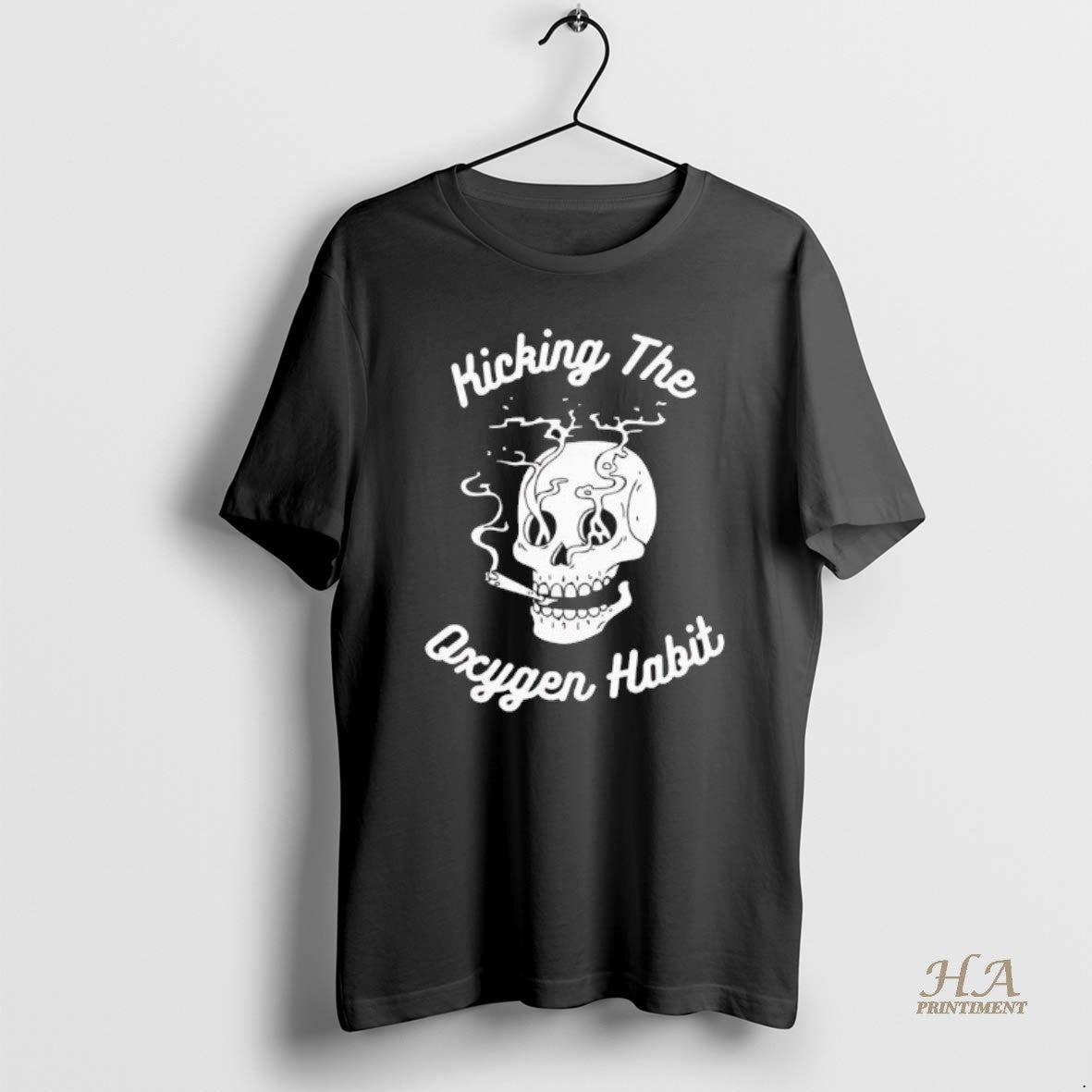 Official Kicking The Oxygen Habit Skull Smoking Black T-Shirts, Hoodie, Sweatshirt | InkNestWear.com