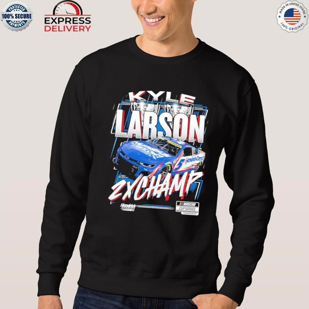 Kyle Larson Hendrick Motorsports Team Collection Black Two-Time NASCAR Cup Series Champion Trophy Shirt