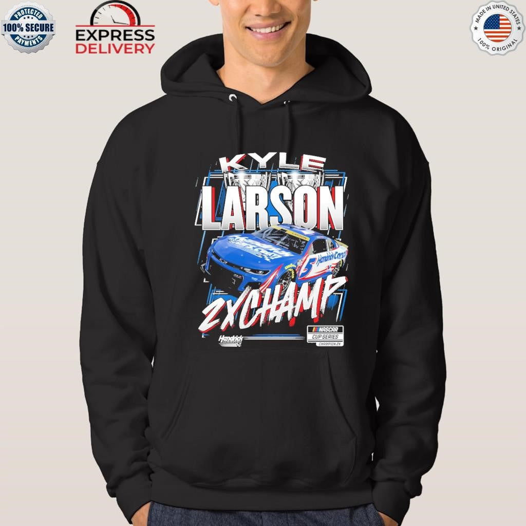 Kyle Larson Hendrick Motorsports Team Collection Black Two-Time NASCAR Cup Series Champion Trophy Shirt