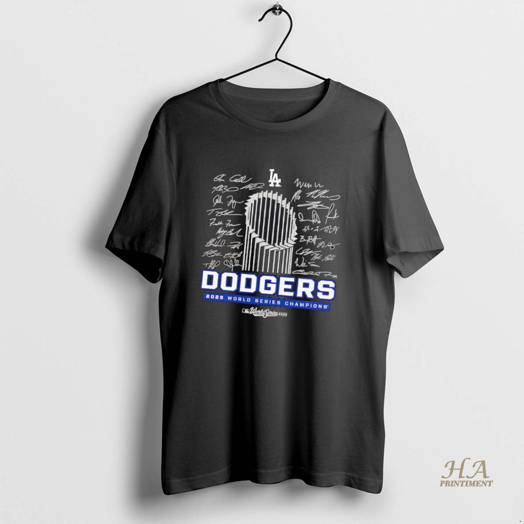 Official La Dodgers 2025 World Series Champions Signatures Trophy T-Shirts, Hoodie, Sweatshirt | InkNestWear.com