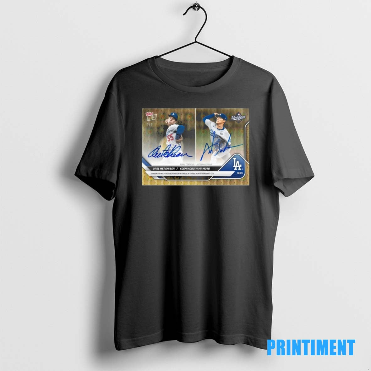 Official La Dodgers Orel Hershiser And Yoshinobu Yamamoto Topps Yamamoto Matches Hershiser With Back2back Postseason...