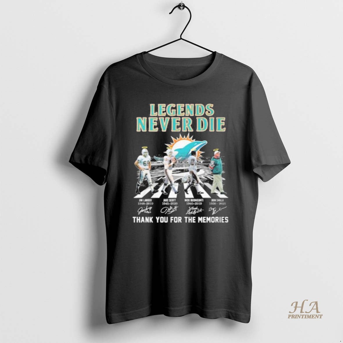 Official Legends Never Die Miami Dolphins Abbey Road T-Shirts, Hoodie, Sweatshirt | InkNestWear.com