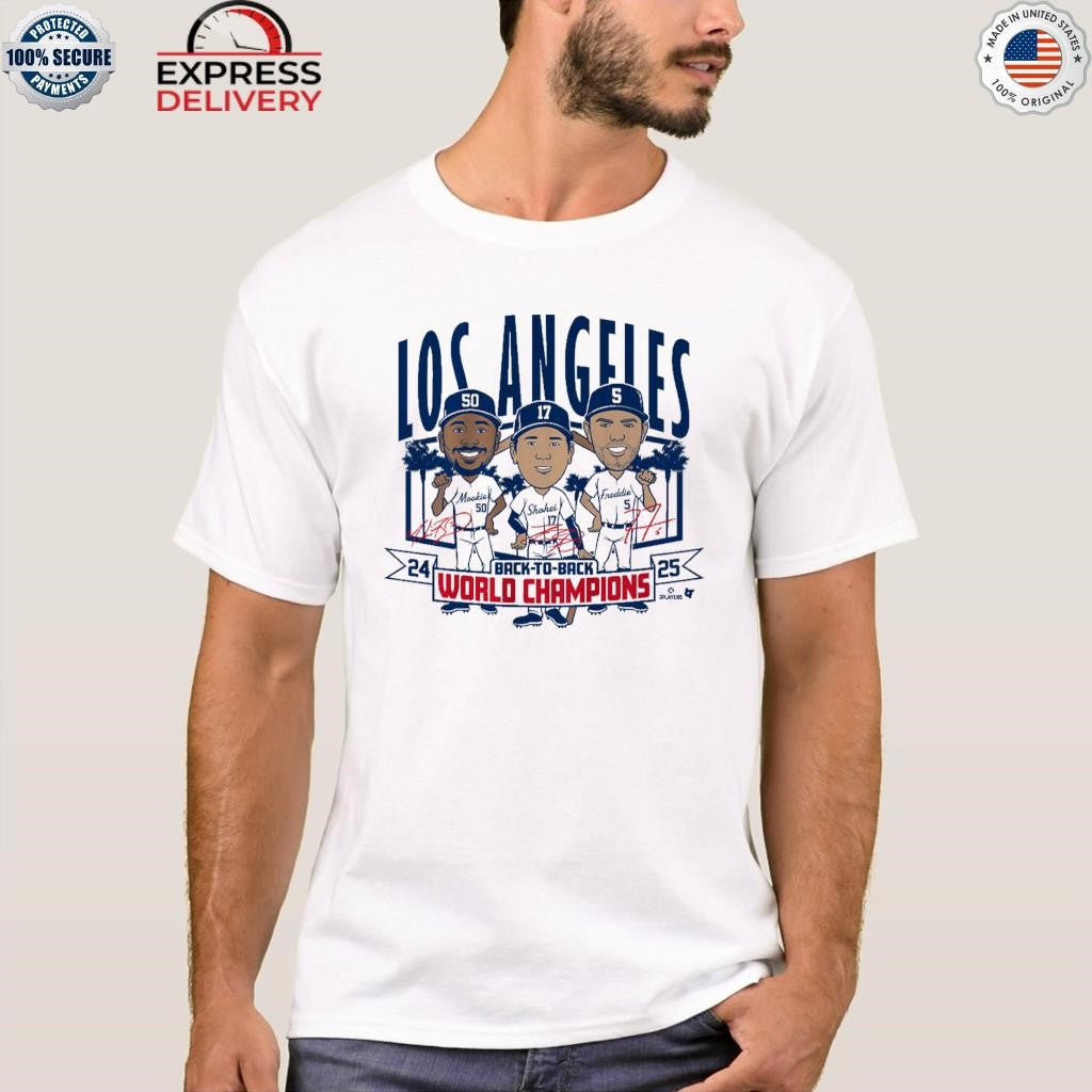 Los Angeles Baseball Back-to-Back World Champs Caricatures Shirt