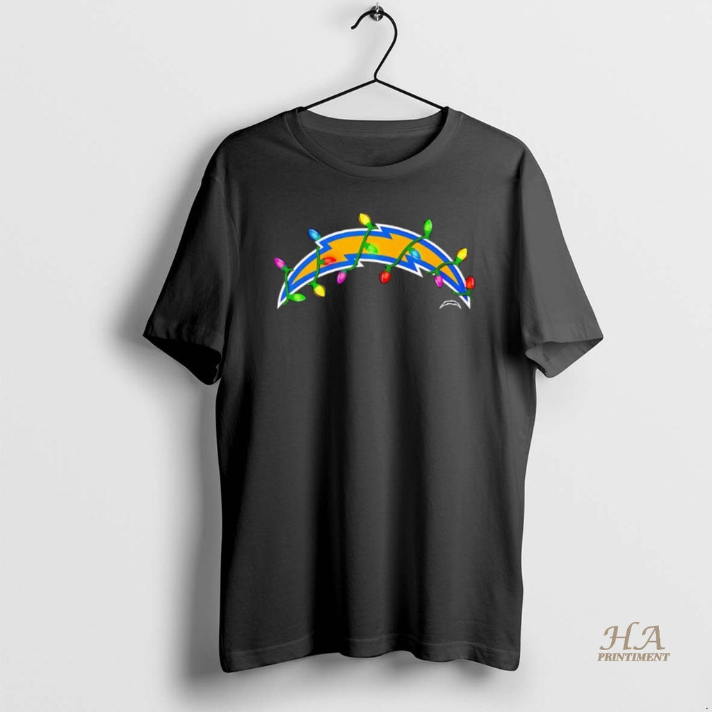 Official Los Angeles Chargers Logo Holiday Lights Black T-Shirts, Hoodie, Sweatshirt | InkNestWear.com