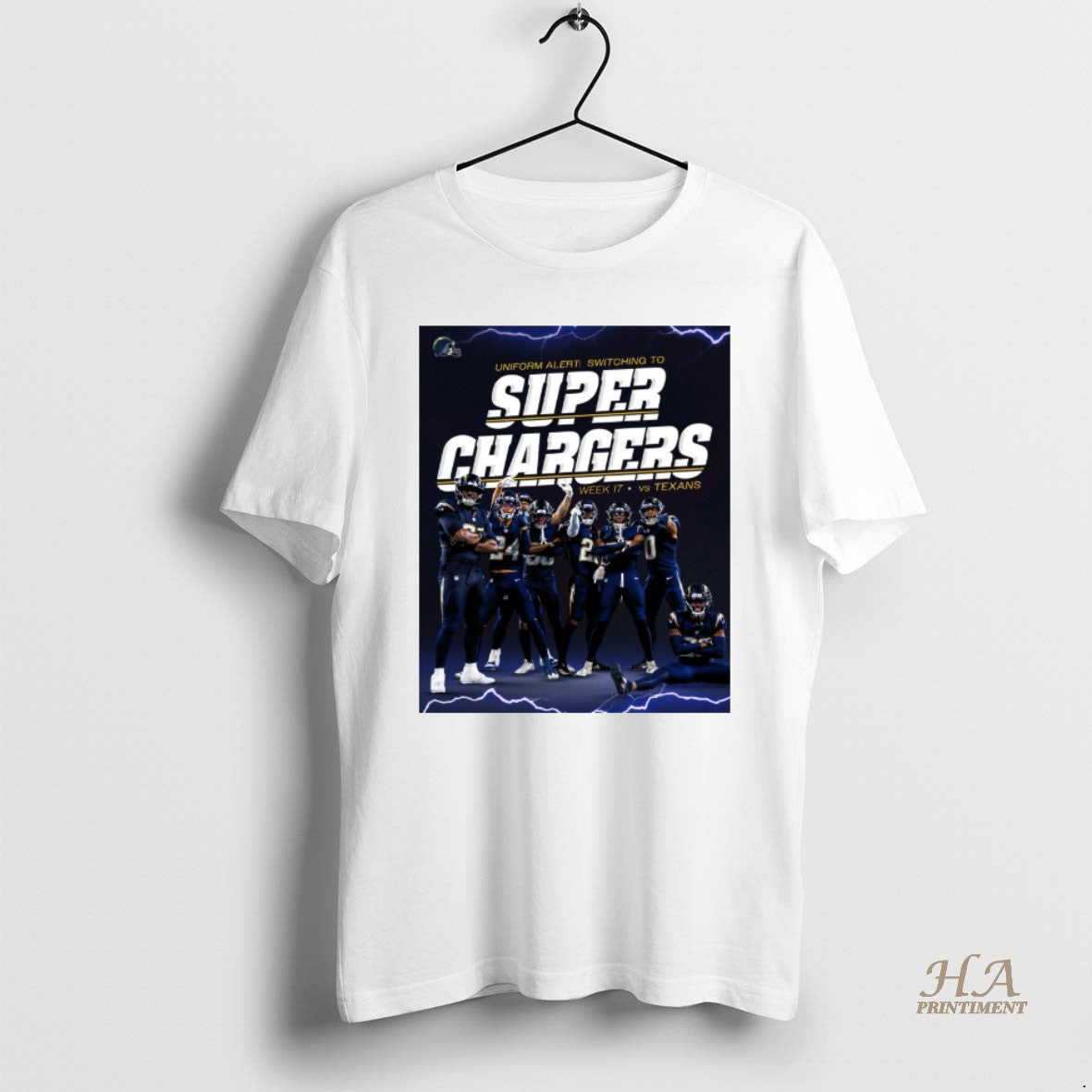 Official Los Angeles Chargers Vs Houston Texans Uniform Alert Switching To Super Chargers Week 17 T-Shirts, Hoodie,...
