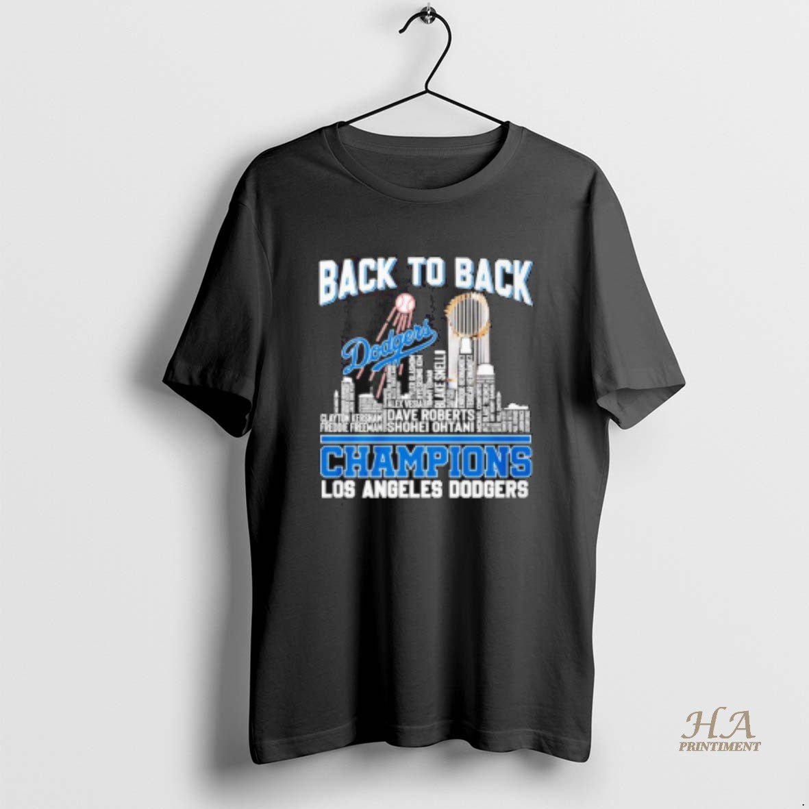 Official Los Angeles Dodgers Champions Back To Back Player Name Skyline T-Shirts, Hoodie, Sweatshirt | InkNestWear.com